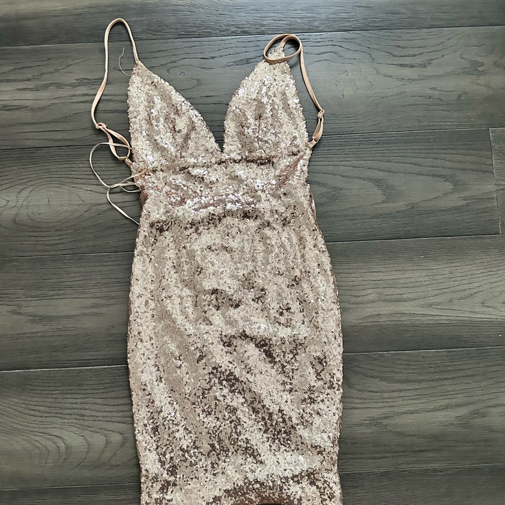 Hot Miami Styles Gold Sequin Bodycon Dress